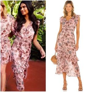 Misa Los Angeles Blush Pink Floral Ruffle Maxi Dress
